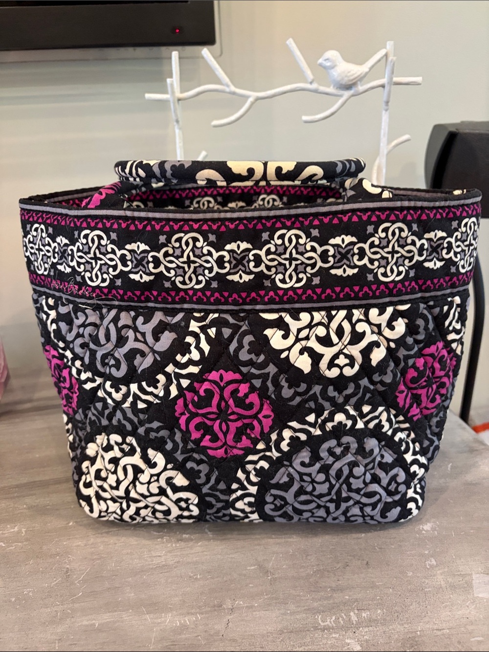 Vera Bradley Holiday Tote in Canterberry Magenta - Retired 2013 Pattern